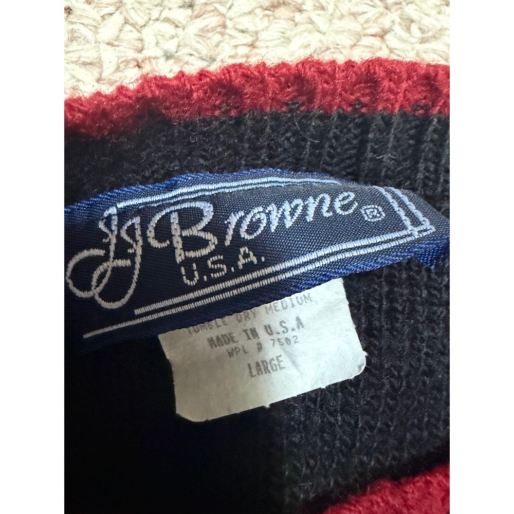 Vintage JJ Browne USA Harvest Pumpkin Corn Fall Knit Sweater Black Womens Large - Picture 2 of 7